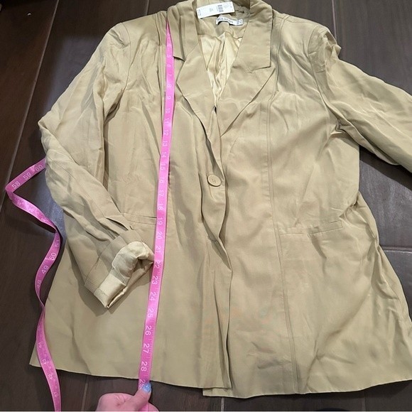 NWT Anthro Mon Renn Leone Khaki Notch Collar Long Sleeve Blazer Jacket XXL - Picture 14 of 17